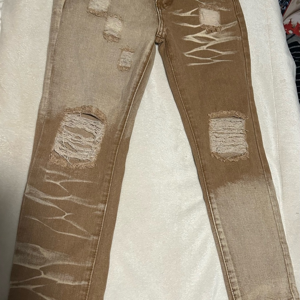 Stylish Kids Distressed Tan Jeans
